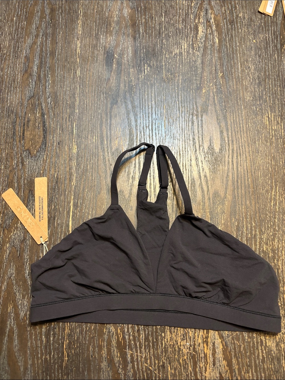 SKIMS Fits everybody racerback plunge Black Soft Stretch Bralette large NWT